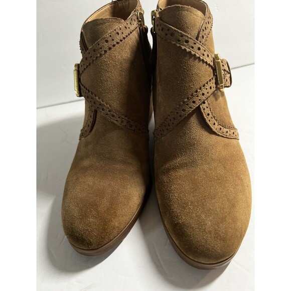 Franco Sarto Larielle Wedge Ankle Boots Booties Taupe Suede Women’s Size 9 - Picture 6 of 10